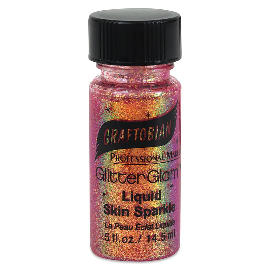 Open in modal - GlitterGlam Liquid Skin Sparkle - Front view of Ruby Sunrise bottle