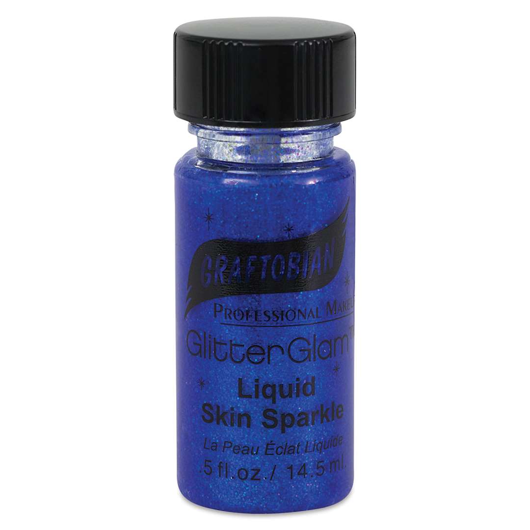 Open in modal - GlitterGlam Liquid Skin Sparkle - Front view of Blue Blast bottle