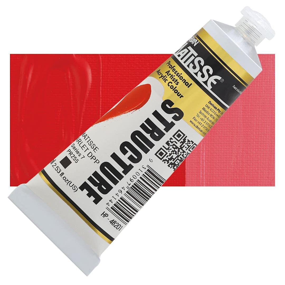 Open in modal - Matisse Structure Paint - Matisse Scarlet DPP, 75 ml tube and swatch