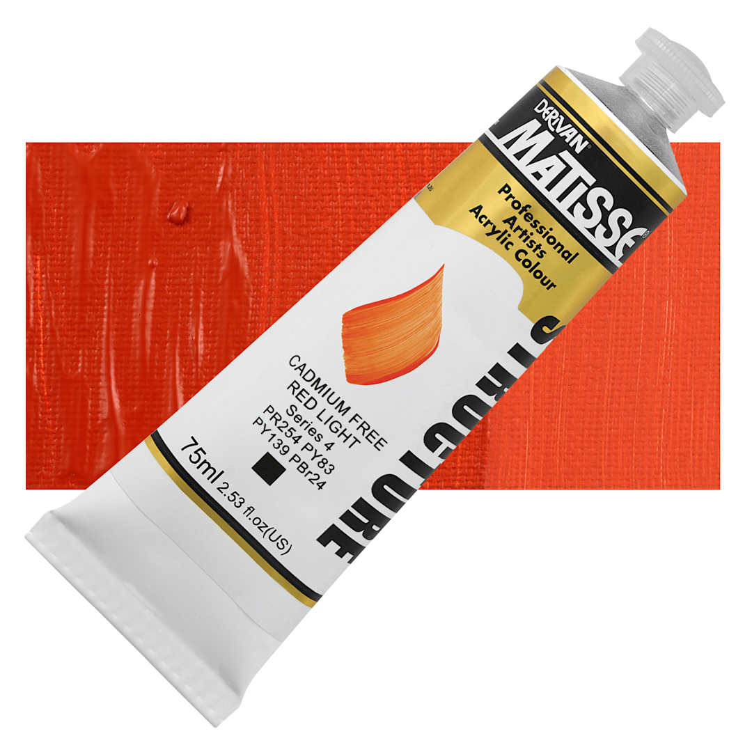 Open in modal - Matisse Structure Paint - Cadmium-Free Red Light , 75 ml Tube and Swatch