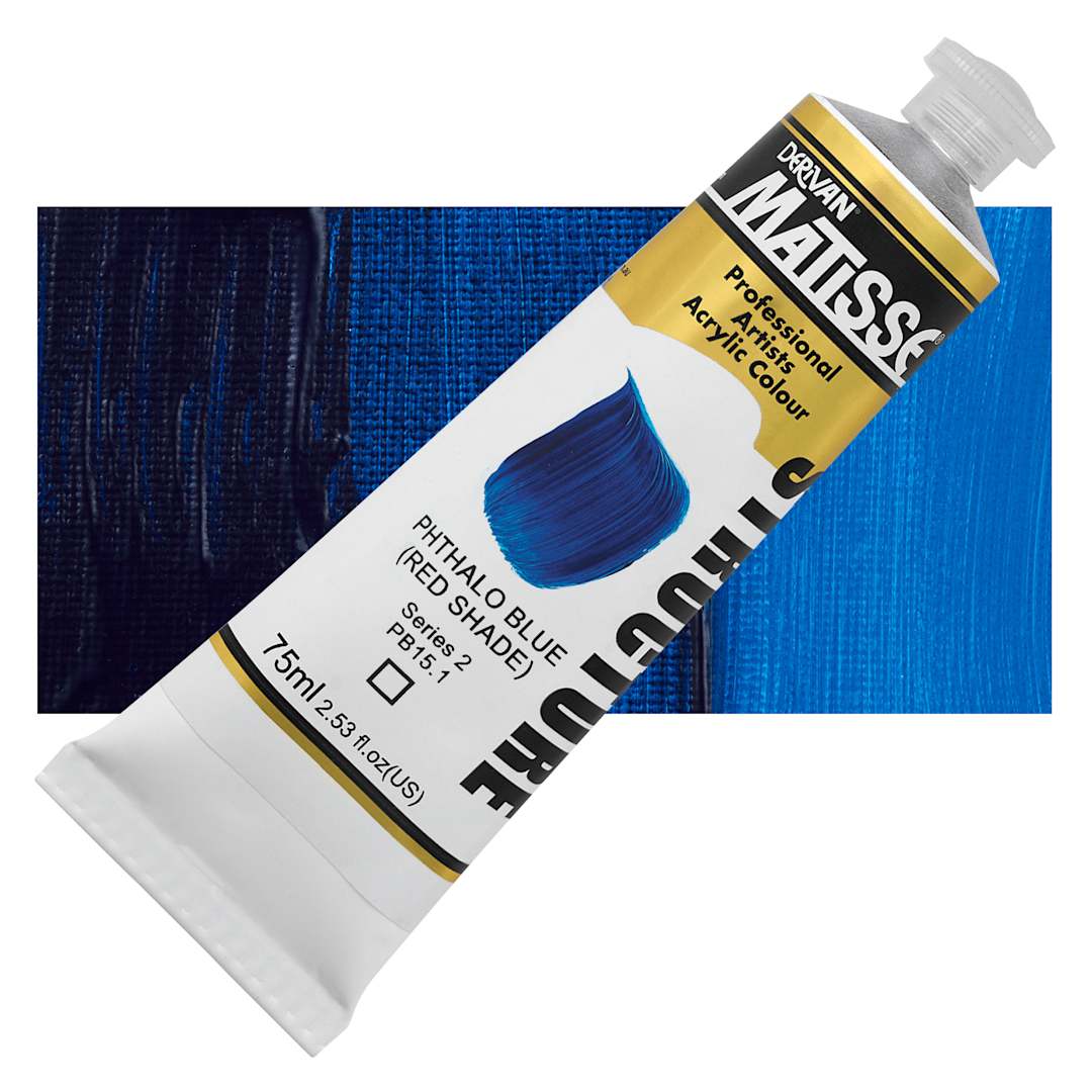Open in modal - Matisse Structure Paint - Phthalo Blue (Red Shade), 75 ml Tube and Swatch