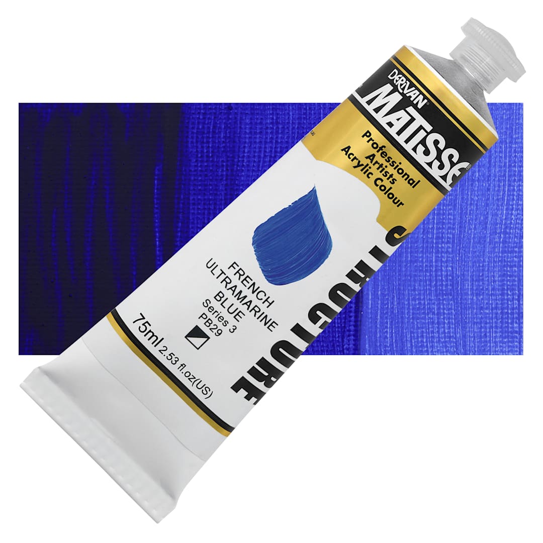 Open in modal - Matisse Structure Paint - French Ultramarine Blue, 75 ml Tube and Swatch