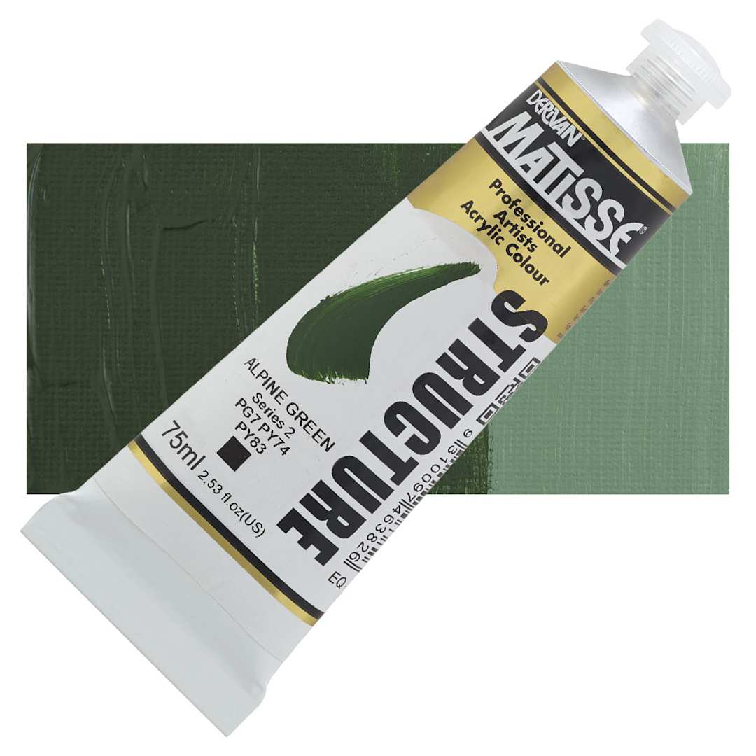 Open in modal - Matisse Structure Paint - Alpine Green, 75 ml tube and swatch