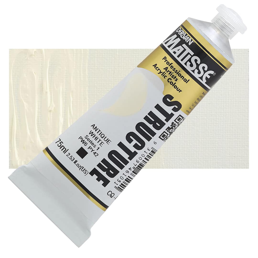 Open in modal - Matisse Structure Paint - Antique White, 75 ml tube and swatch