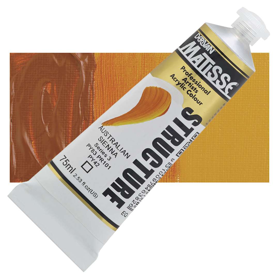 Open in modal - Matisse Structure Paint - Australian Sienna, 75 ml tube and swatch