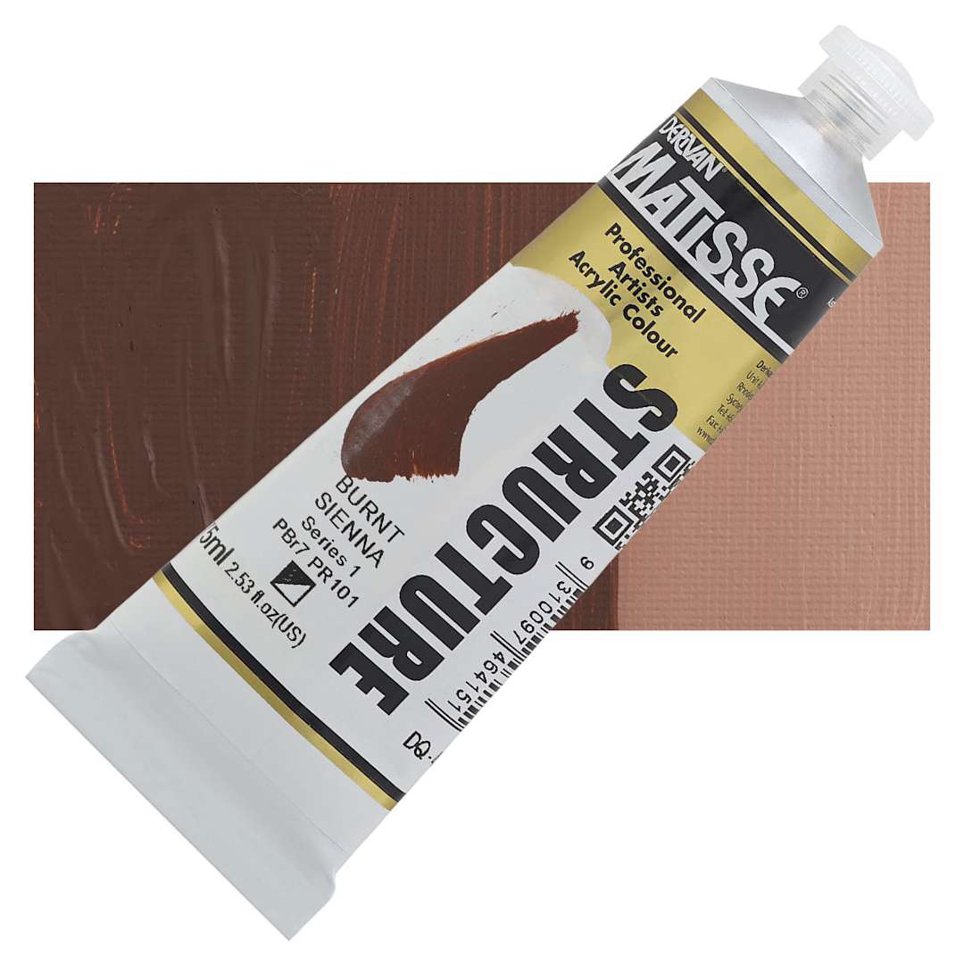 Open in modal - Matisse Structure Paint - Burnt Sienna, 75 ml tube and swatch