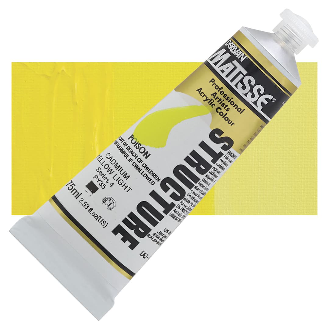 Open in modal - Matisse Structure Paint - Cadmium Yellow Light, 75 ml tube and swatch