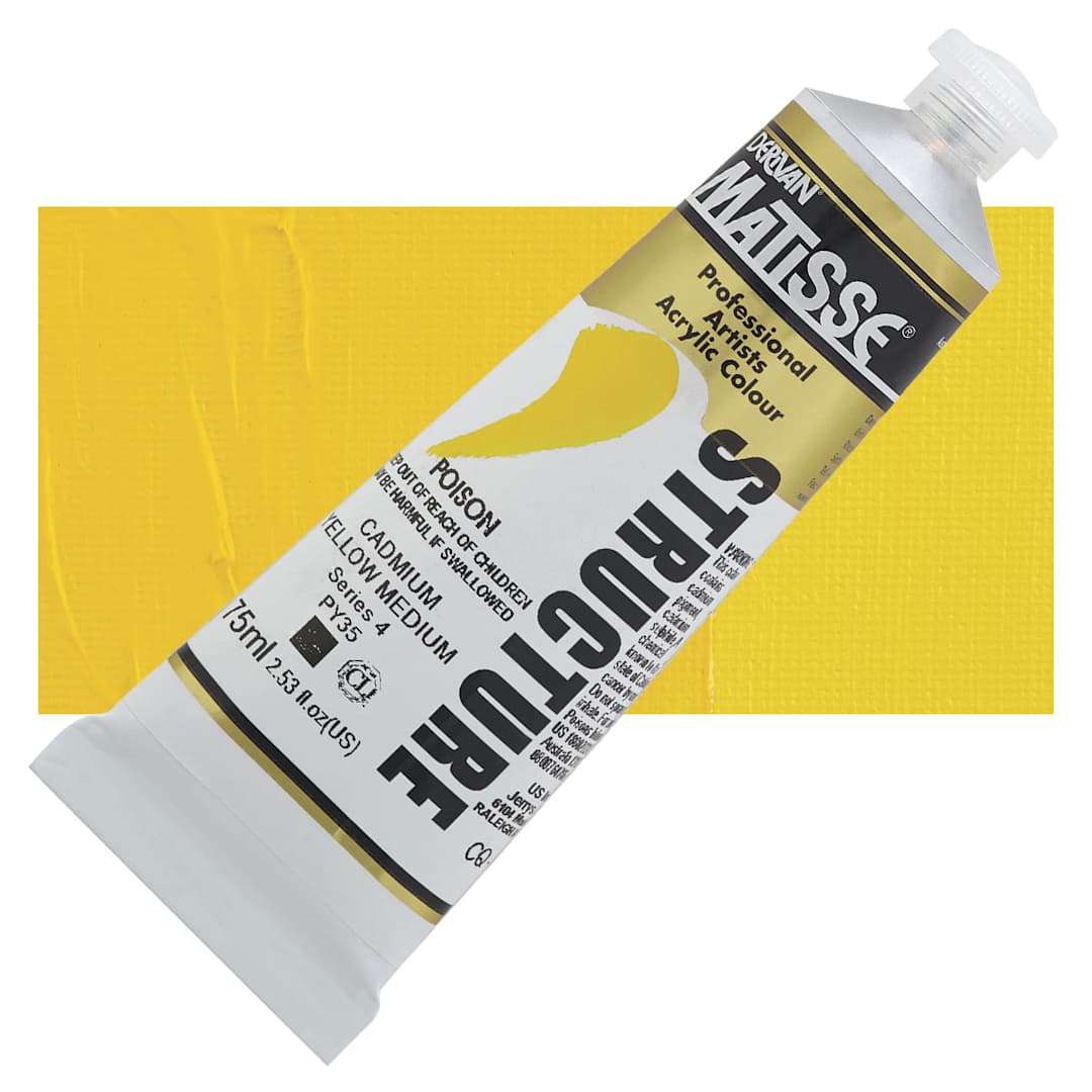 Open in modal - Matisse Structure Paint - Cadmium Yellow Medium, 75 ml tube and swatch