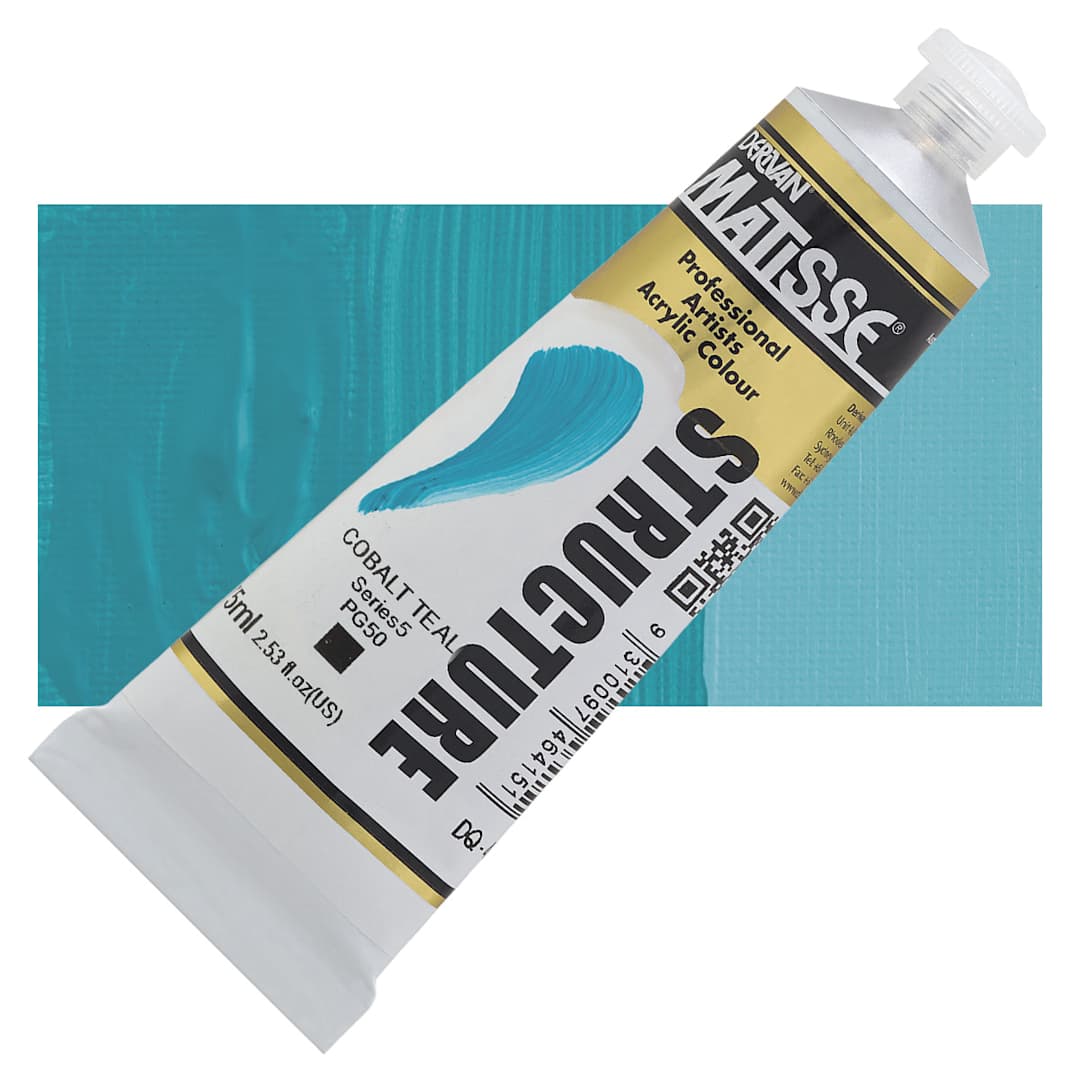 Open in modal - Matisse Structure Paint - Cobalt Teal, 75 ml tube and swatch