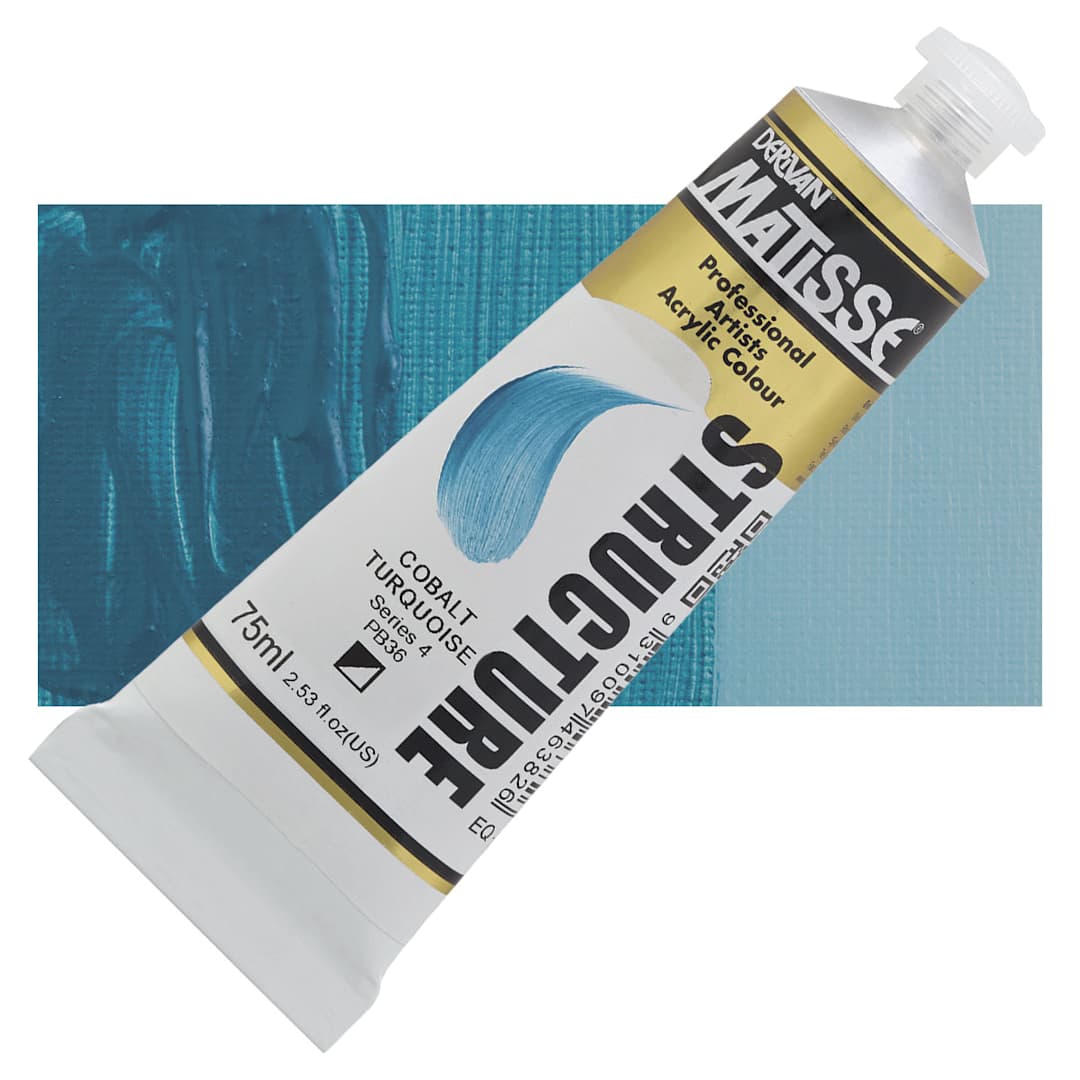 Open in modal - Matisse Structure Paint - Cobalt Turquoise, 75 ml tube and swatch