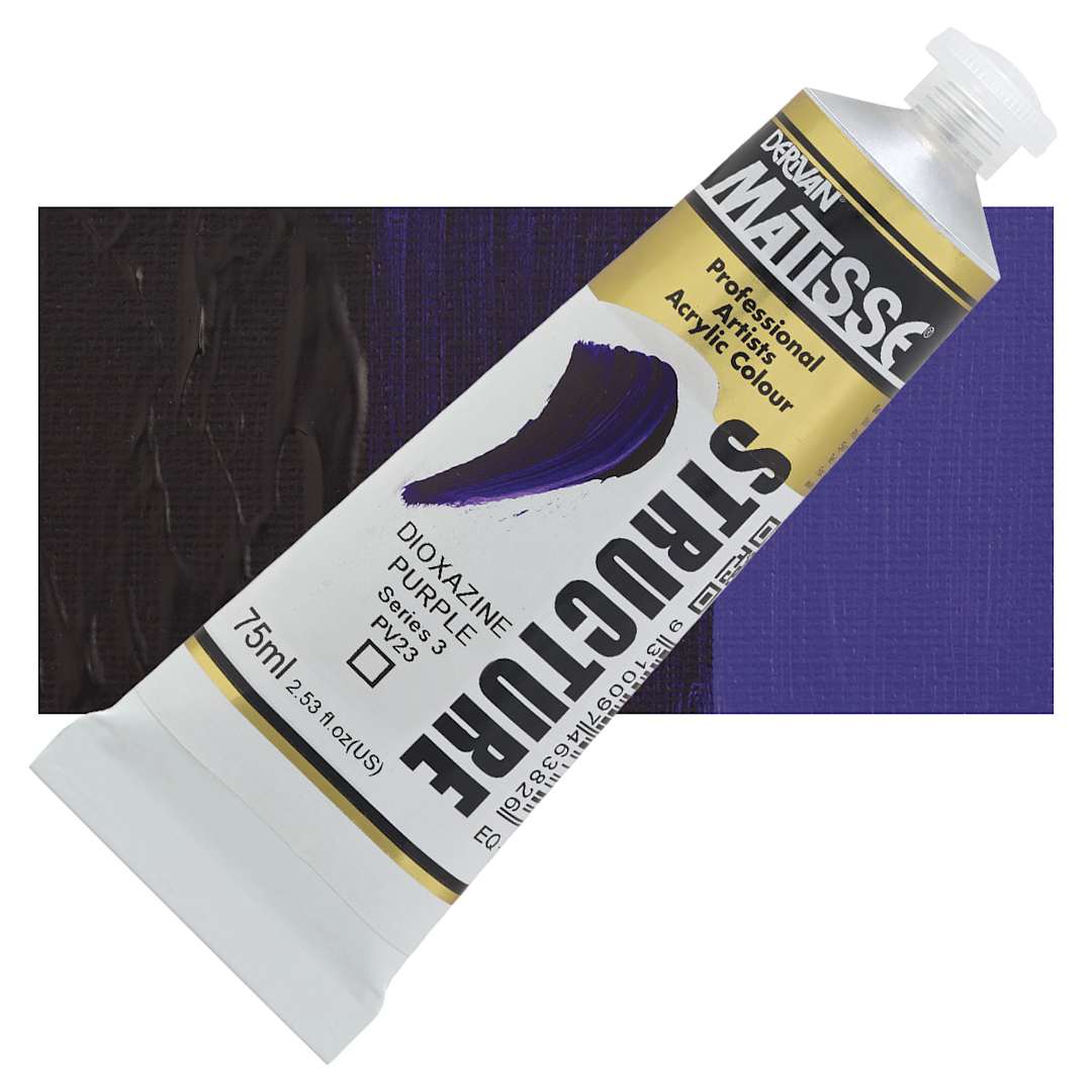 Open in modal - Matisse Structure Paint - Dioxazine Purple, 75 ml tube and swatch