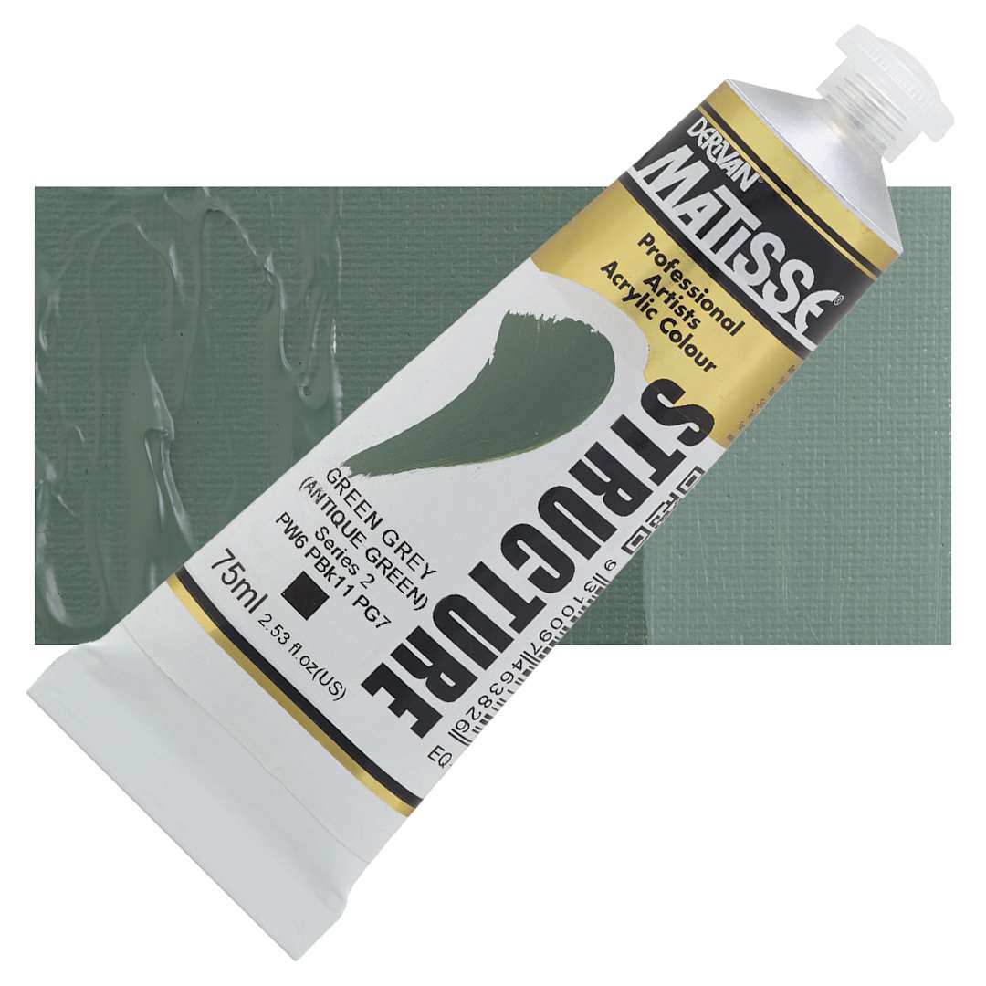 Open in modal - Matisse Structure Paint - Green Gray (Antique), 75 ml tube and swatch