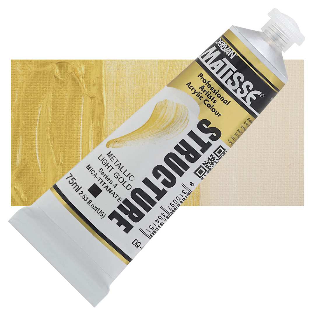 Open in modal - Matisse Structure Paint - Light Gold, 75 ml tube and swatch