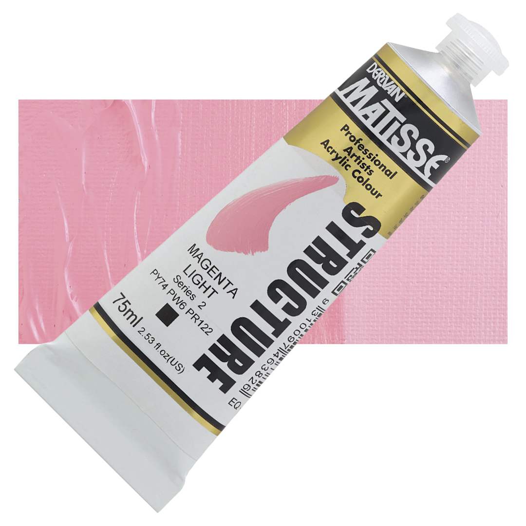 Open in modal - Matisse Structure Paint - Magenta Light, 75 ml tube and swatch