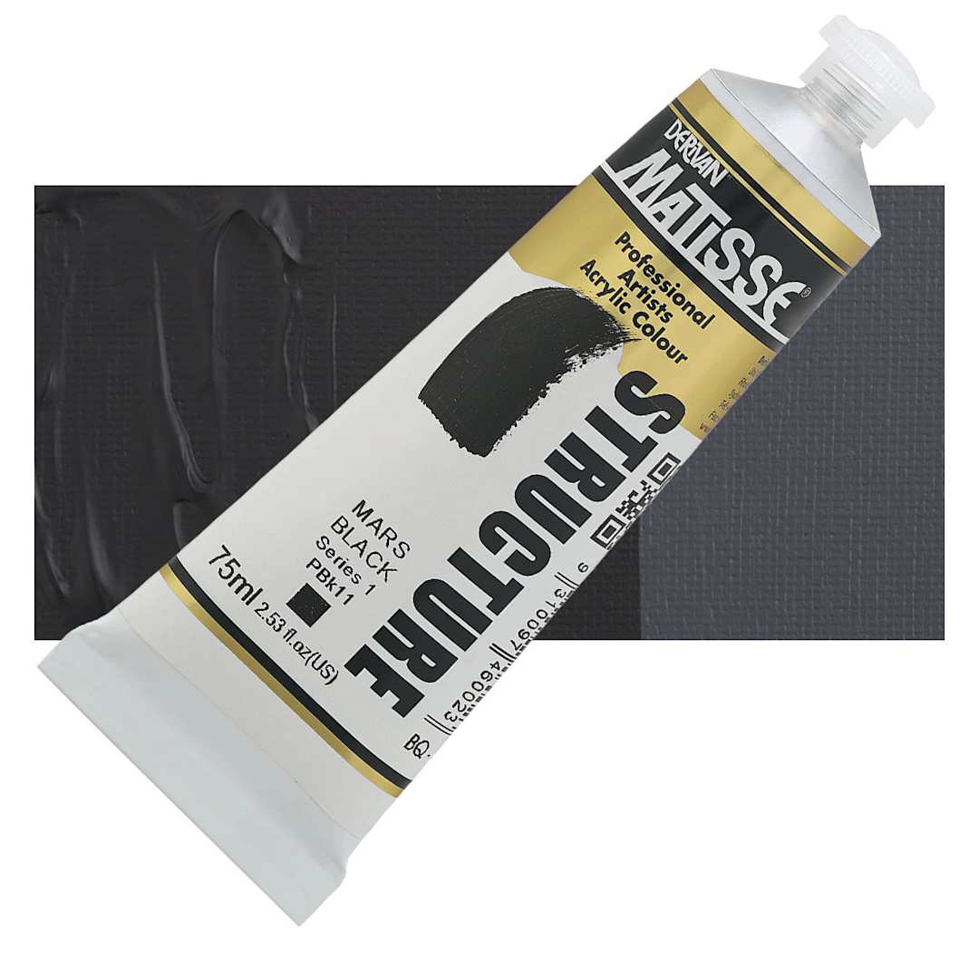 Open in modal - Matisse Structure Paint - Mars Black, 75 ml tube and swatch
