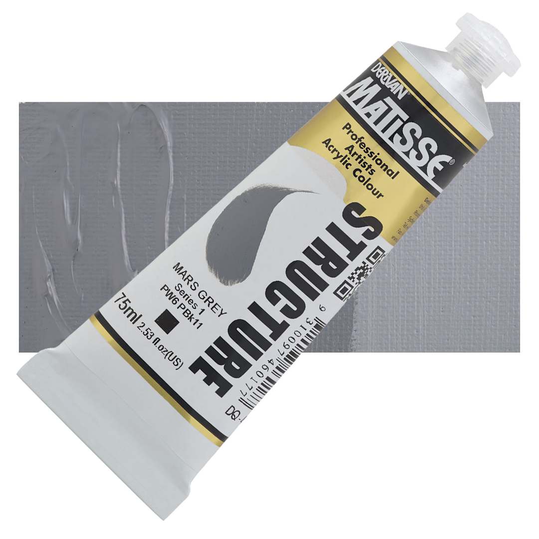 Open in modal - Matisse Structure Paint - Mars Gray, 75 ml tube and swatch