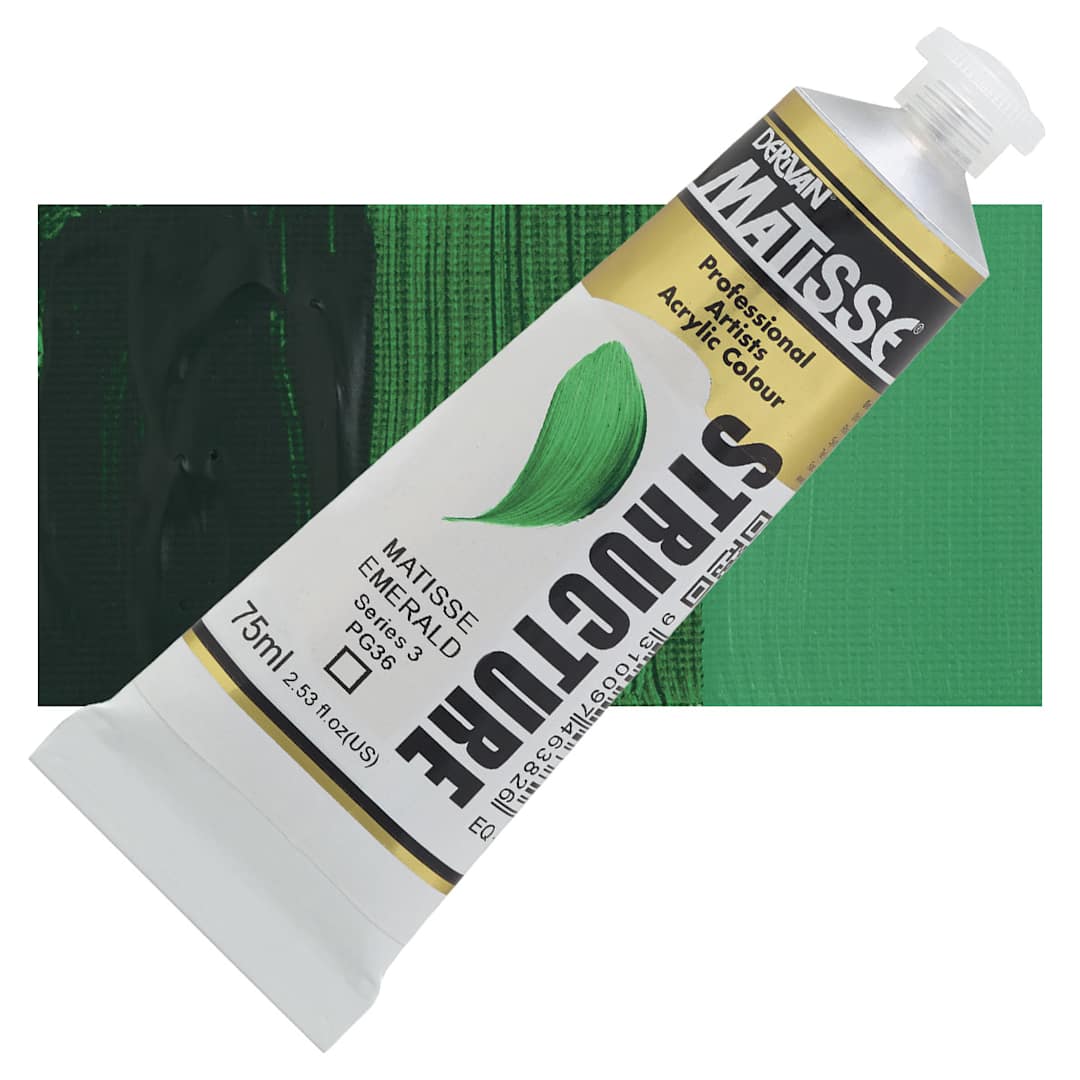 Open in modal - Matisse Structure Paint - Matisse Emerald, 75 ml tube and swatch