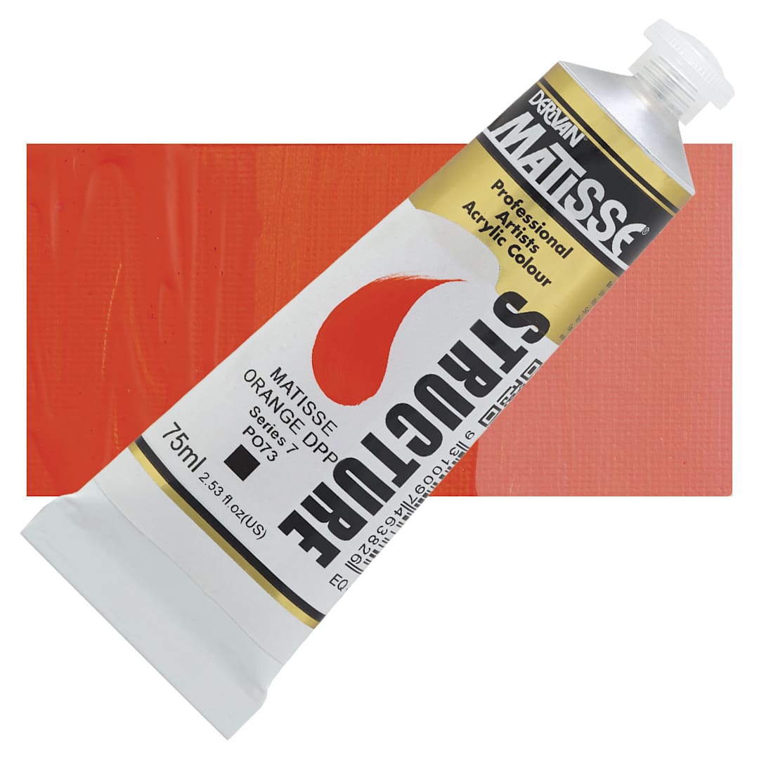 Open in modal - Matisse Structure Paint - Matisse Orange DPP, 75 ml tube and swatch
