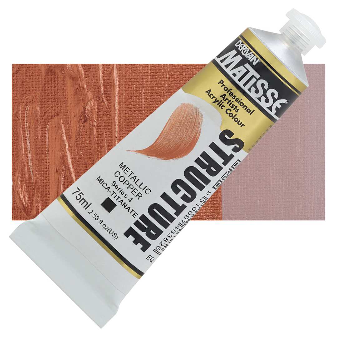 Open in modal - Matisse Structure Paint - Metallic Copper, 75 ml tube and swatch