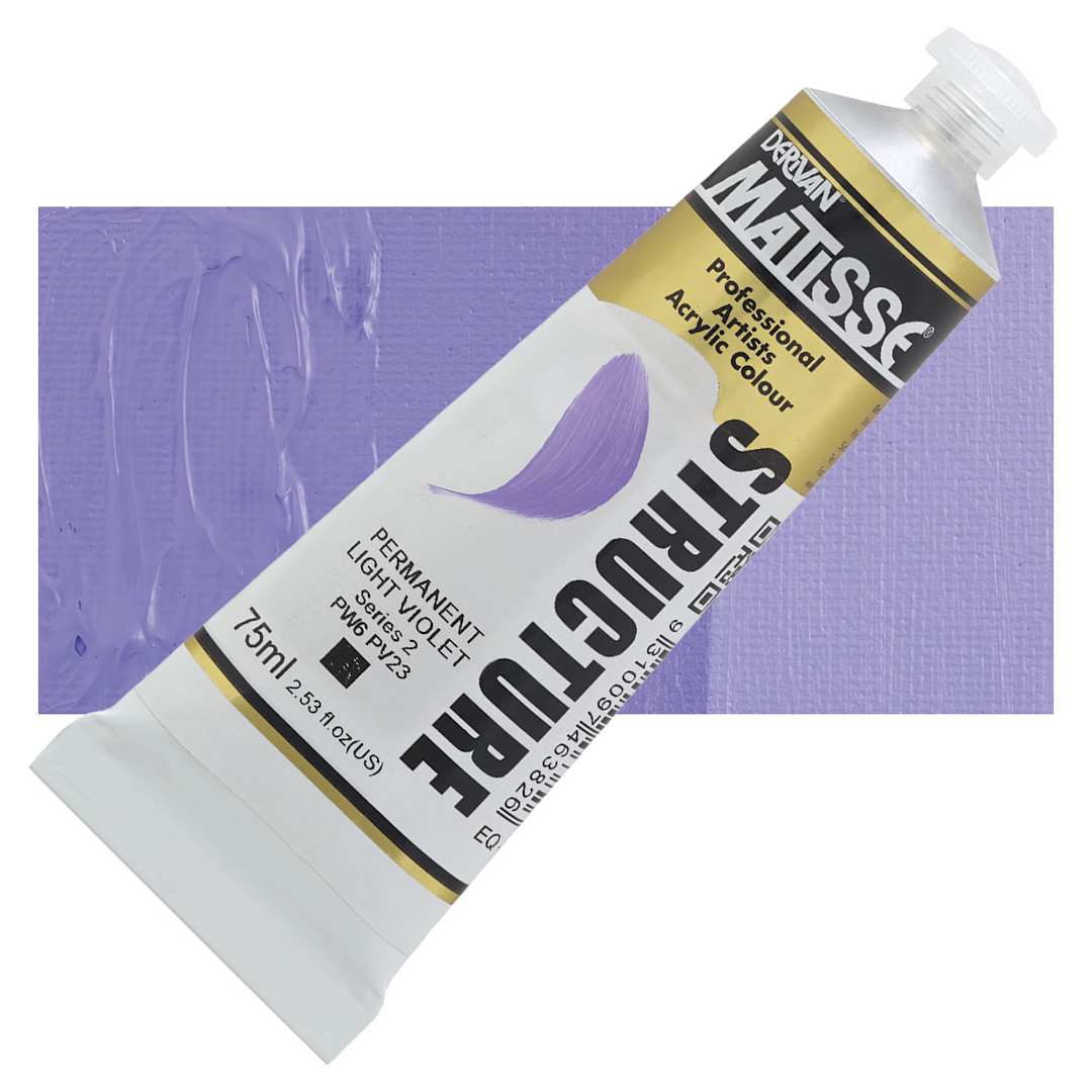 Open in modal - Matisse Structure Paint - Permanent Light Violet, 75 ml tube and swatch