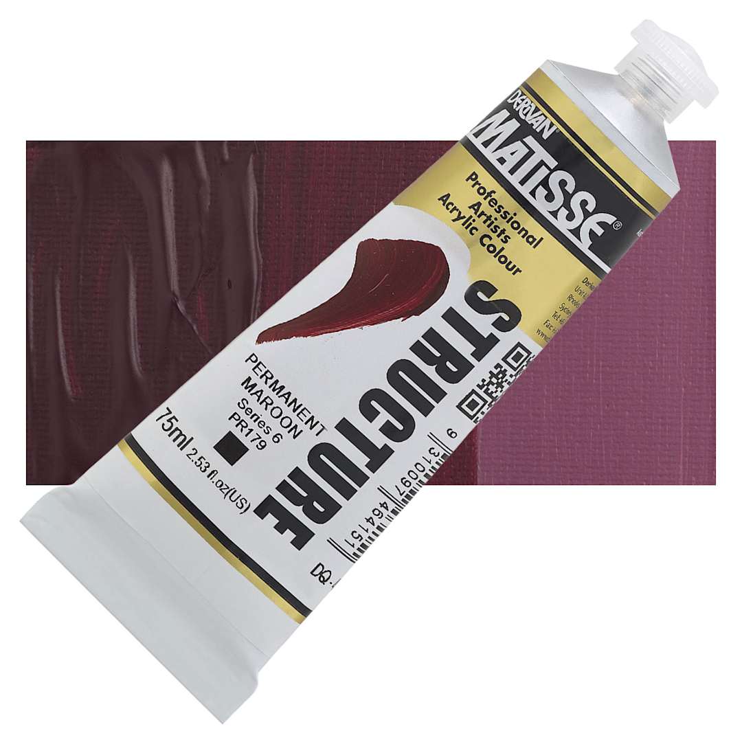Open in modal - Matisse Structure Paint - Permanent Maroon, 75 ml tube and swatch