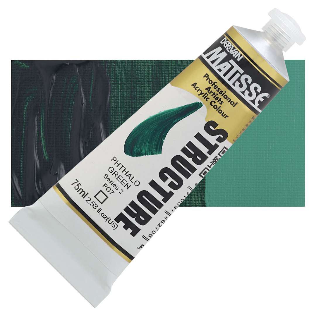 Open in modal - Matisse Structure Paint - Phthalo Green, 75 ml tube and swatch