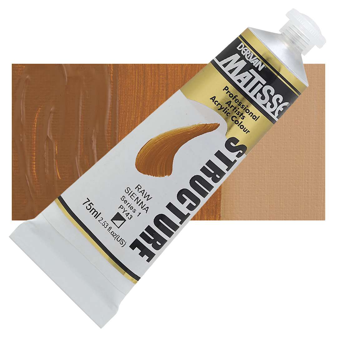 Open in modal - Matisse Structure Paint - Raw Sienna, 75 ml tube and swatch