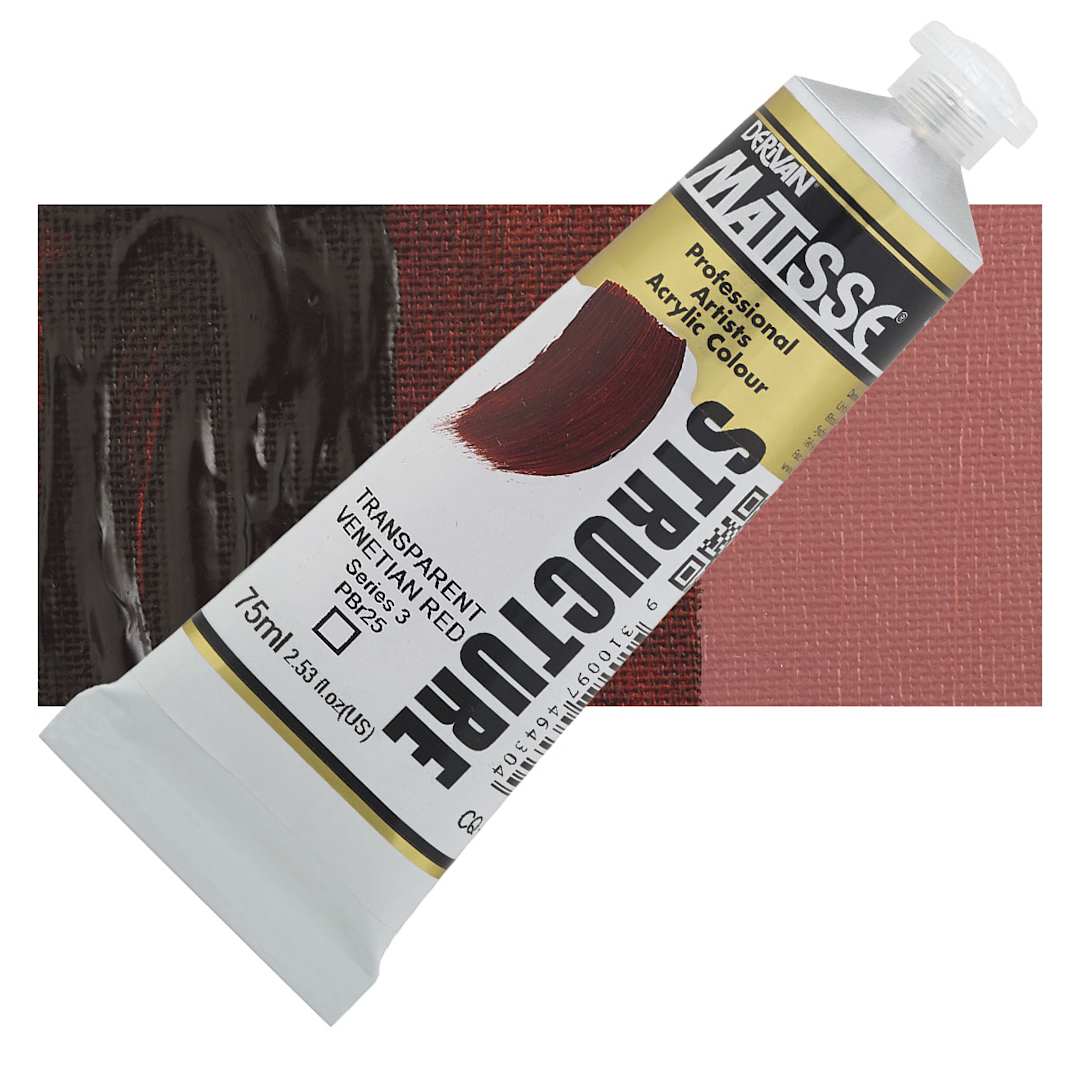 Open in modal - Matisse Structure Paint - Transparent Venetian Red, 75 ml tube and swatch