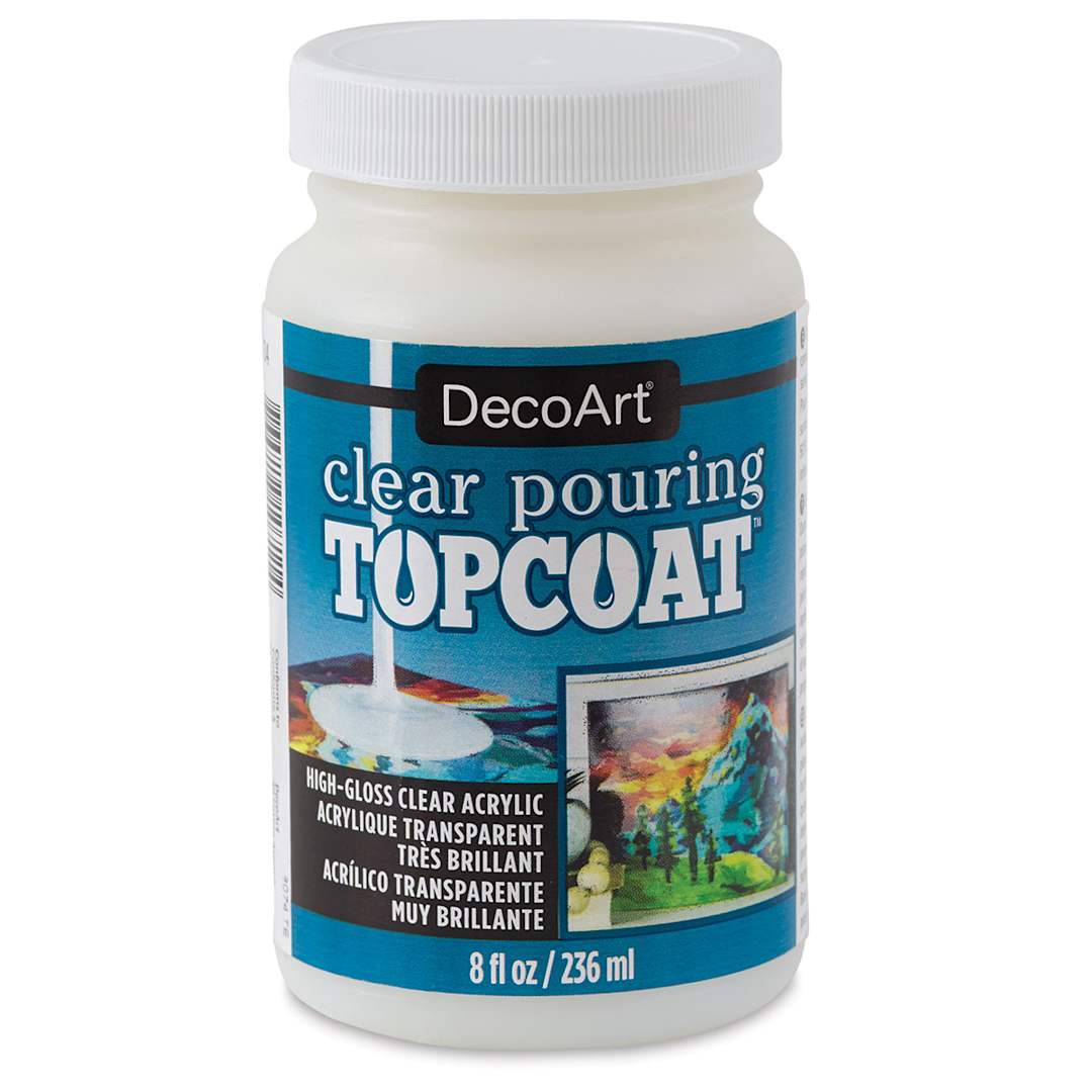 Open in modal - DecoArt Clear Pouring Topcoat - Front of 8oz jar shown