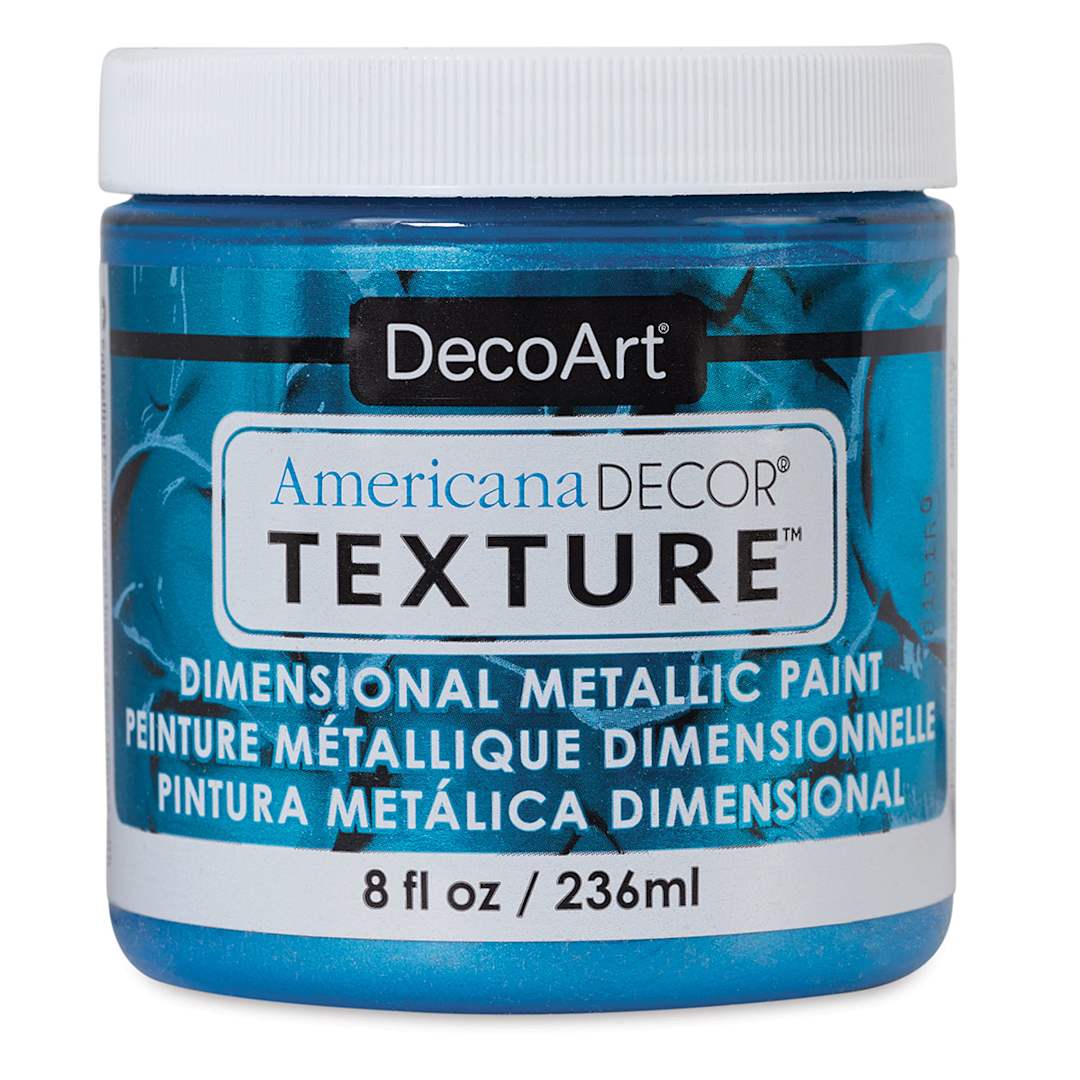 Open in modal - DecoArt American Decor Texture Paint - Deep Turquoise Metallic, 8 oz