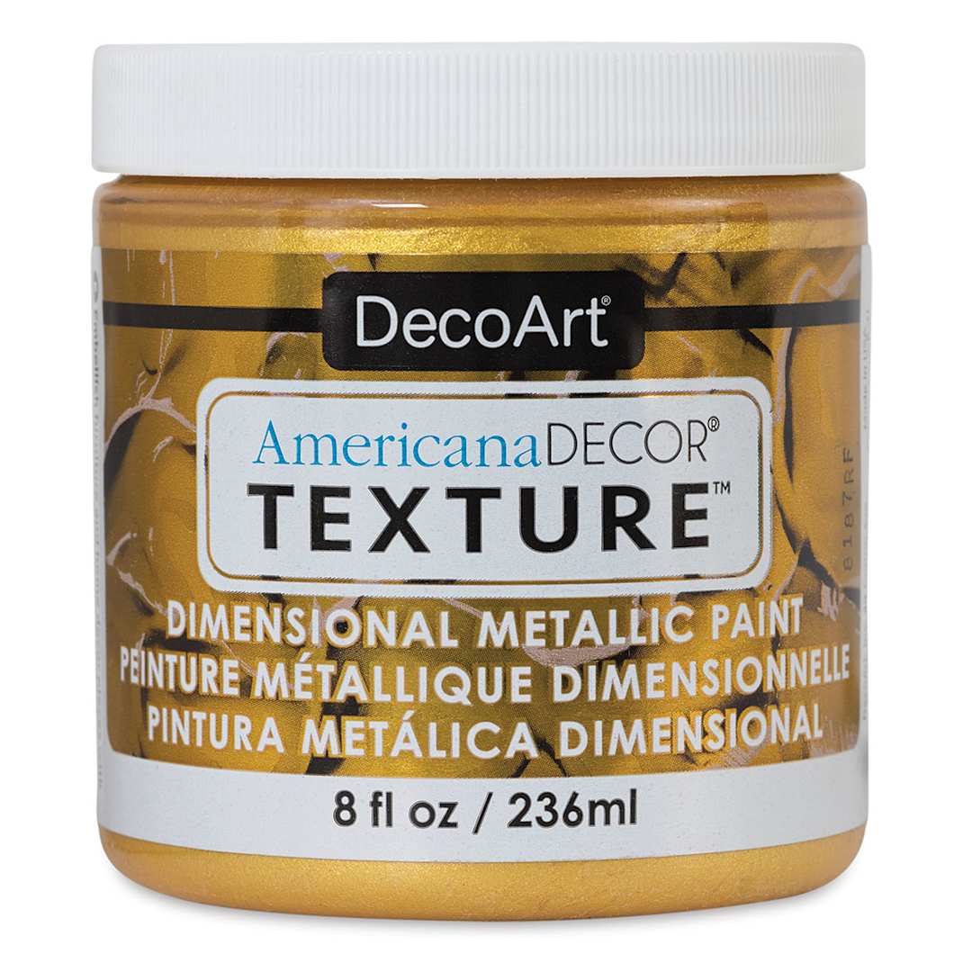 Open in modal - DecoArt American Decor Texture Paint - Bright Gold Metallic, 8 oz