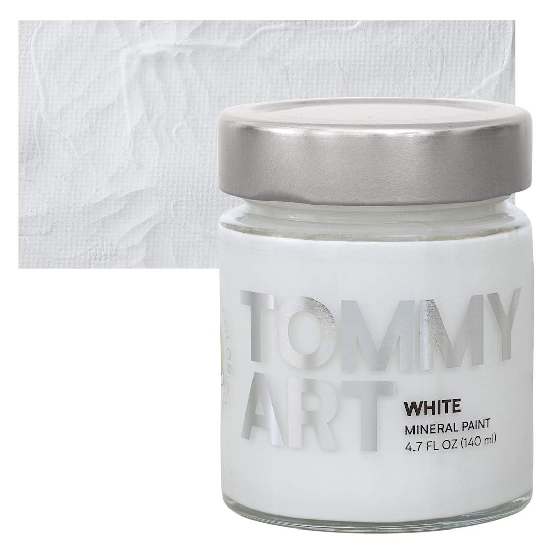 Open in modal - Tommy Art Mineral Paint - White, 140 ml jar and swatch