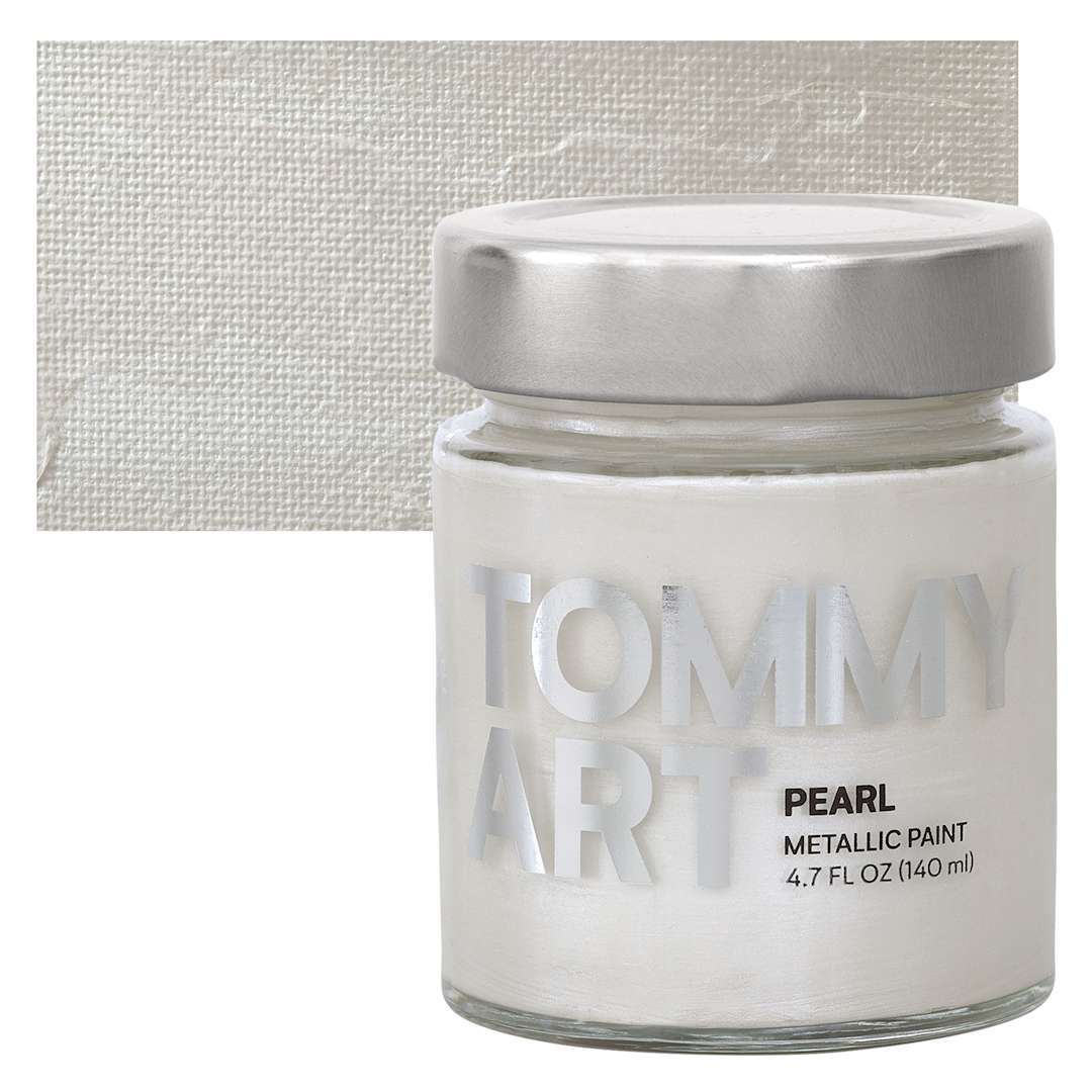 Open in modal - Tommy Art Mineral Paint - Pearl (Metallic), 140 ml jar and swatch