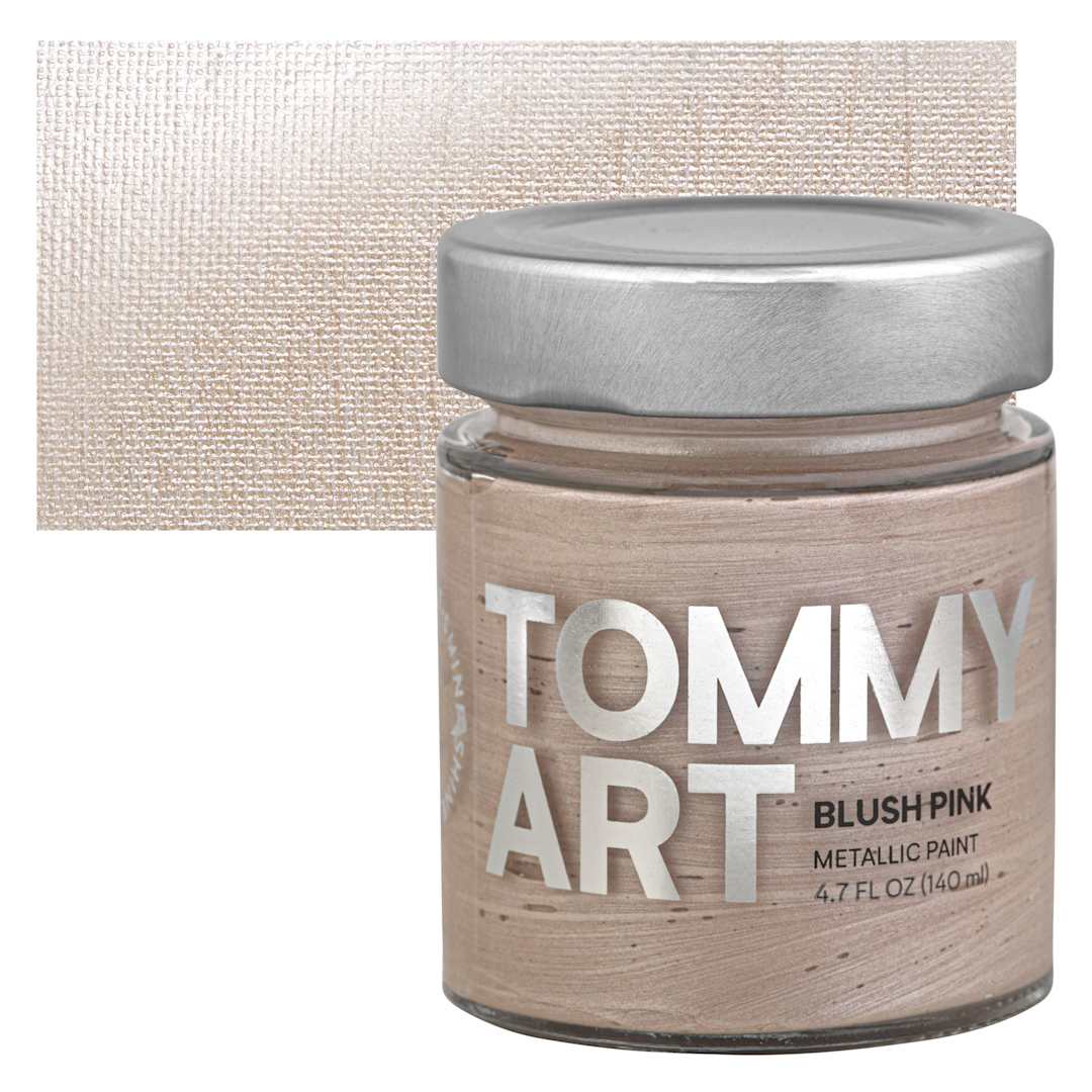 Open in modal - Tommy Art Mineral Paint - Blush Pink (Metallic), 140 ml jar and swatch