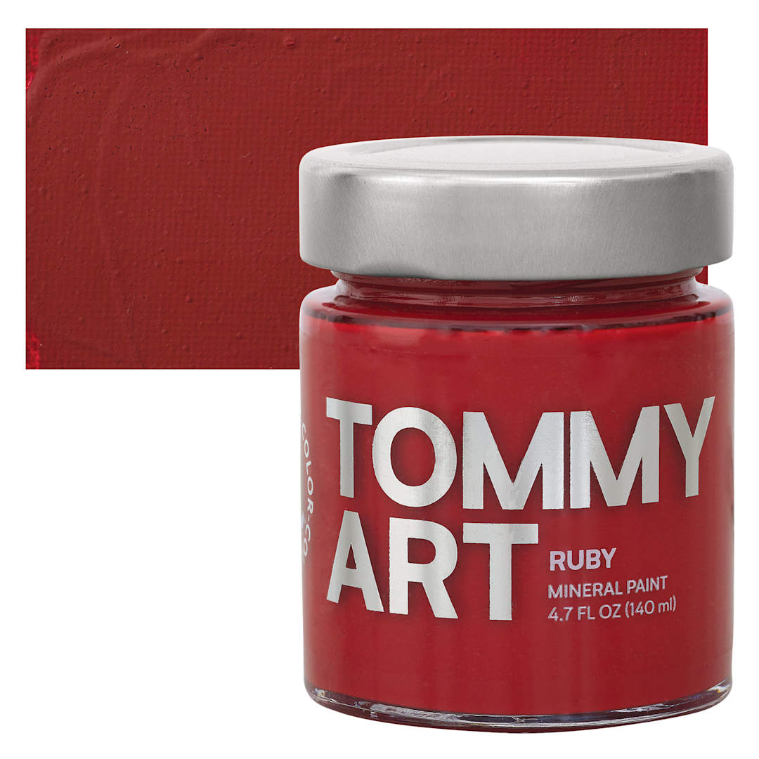 Open in modal - Tommy Art Mineral Paint - Ruby, 140 ml jar and swatch