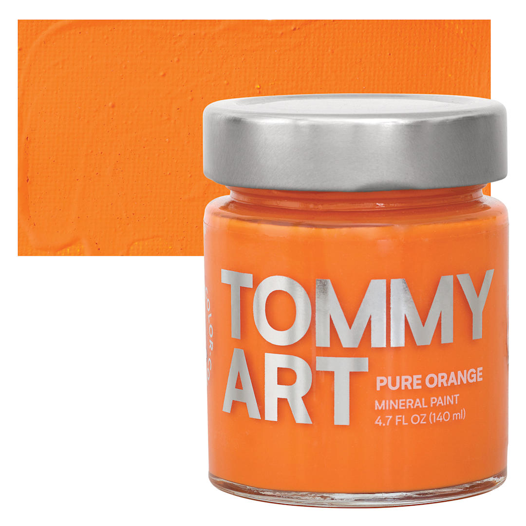 Open in modal - Tommy Art Mineral Paint - Pure Orange, 140 ml jar and swatch