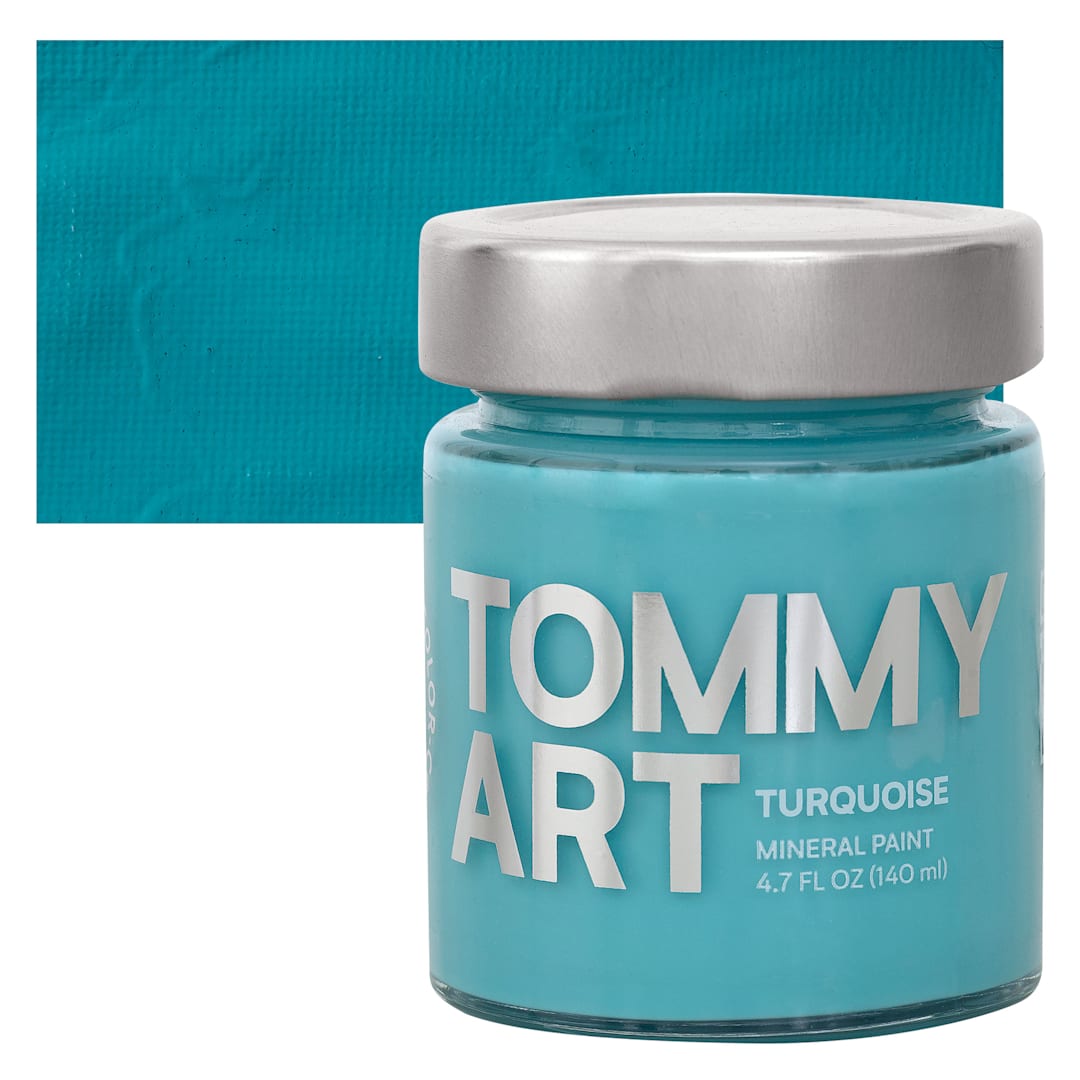 Open in modal - Tommy Art Mineral Paint - Turquoise, 140 ml jar and swatch