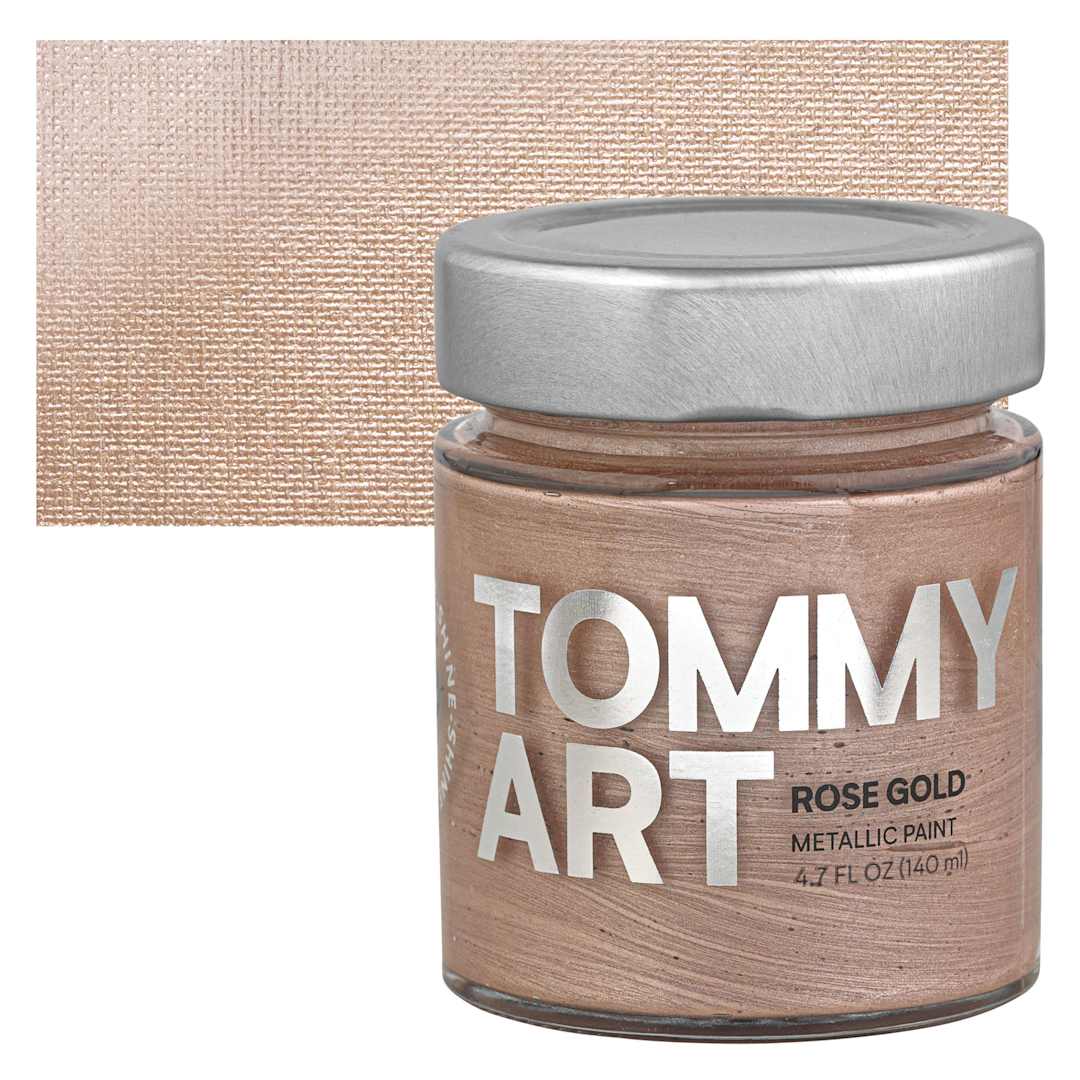 Open in modal - Tommy Art Mineral Paint - Rose Gold (Metallic), 140 ml jar and swatch