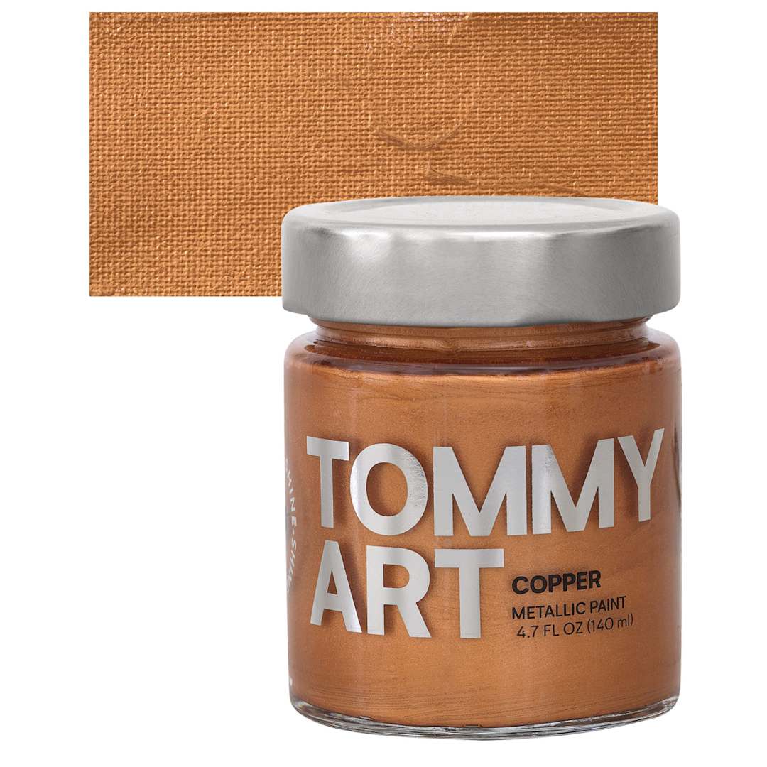 Open in modal - Tommy Art Mineral Paint - Copper (Metallic), 140 ml jar and swatch