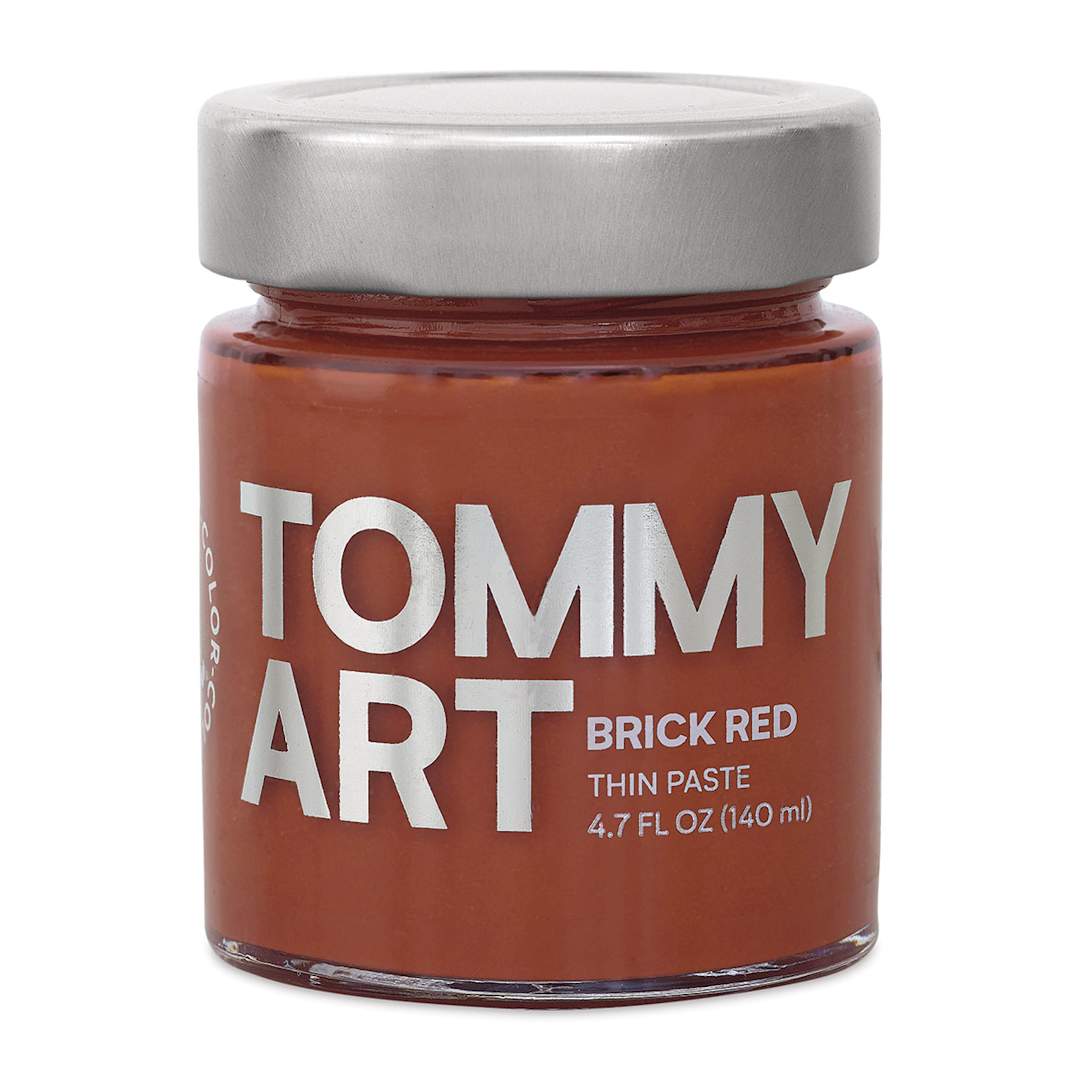 Open in modal - Tommy Art Paste - Front view of 140 ml Brick Red Jar
