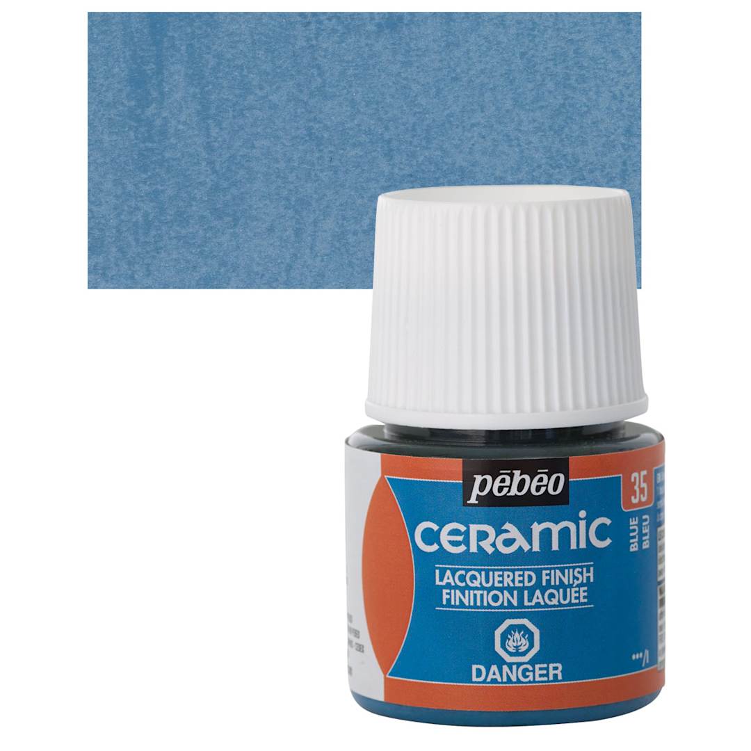 Open in modal - Pebeo Ceramic Paint - Blue, 45 ml bottle and swatch