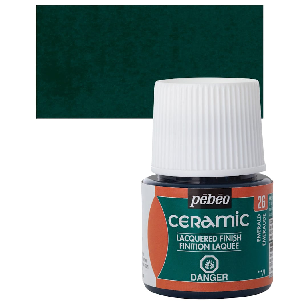 Open in modal - Pebeo Ceramic Paint - Emerald, 45 ml bottle and swatch