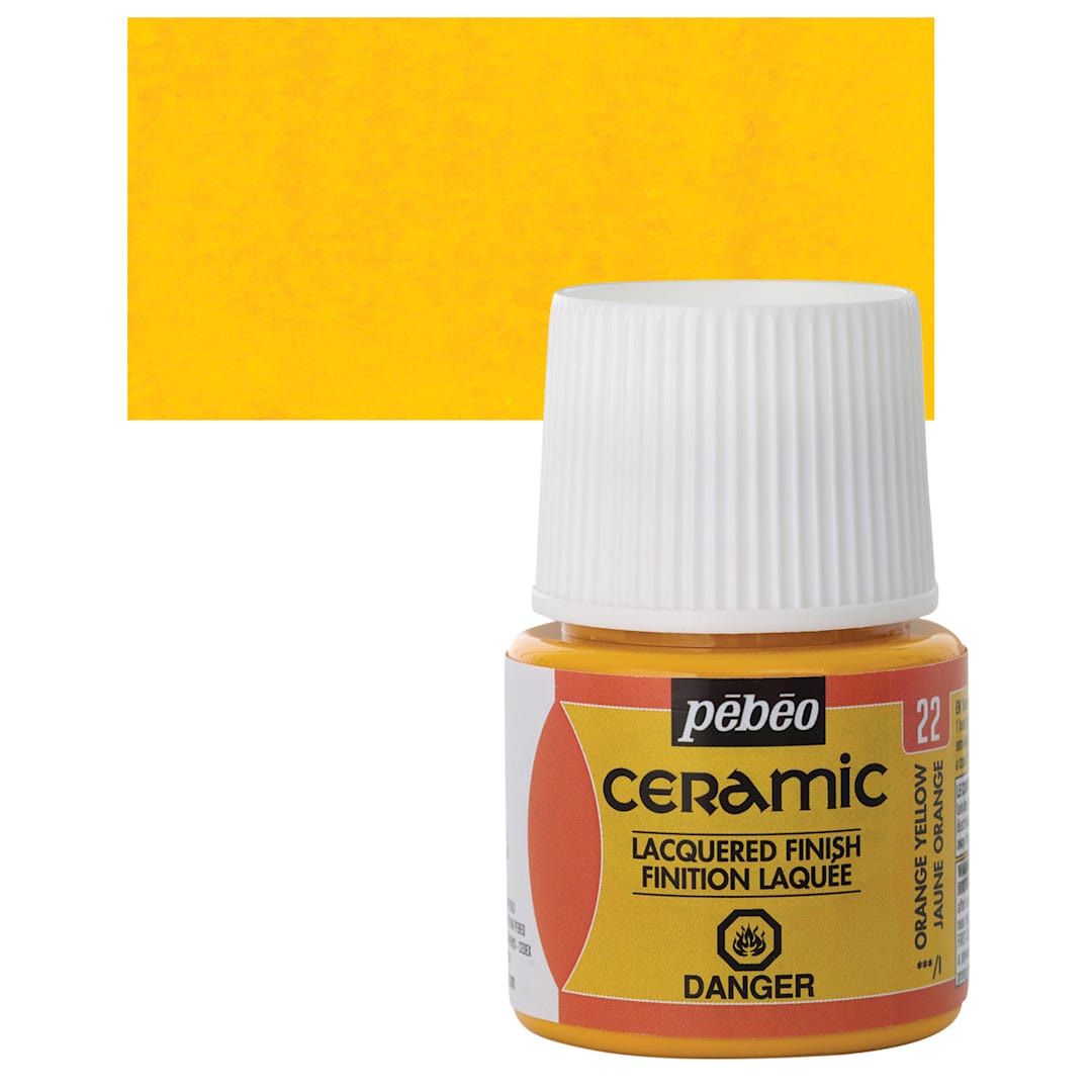 Open in modal - Pebeo Ceramic Paint - Orange Yellow, 45 ml bottle and swatch