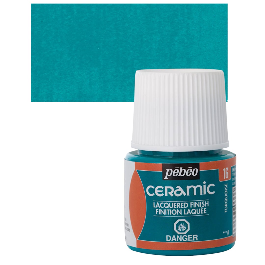 Open in modal - Pebeo Ceramic Paint - Turquoise, 45 ml bottle and swatch