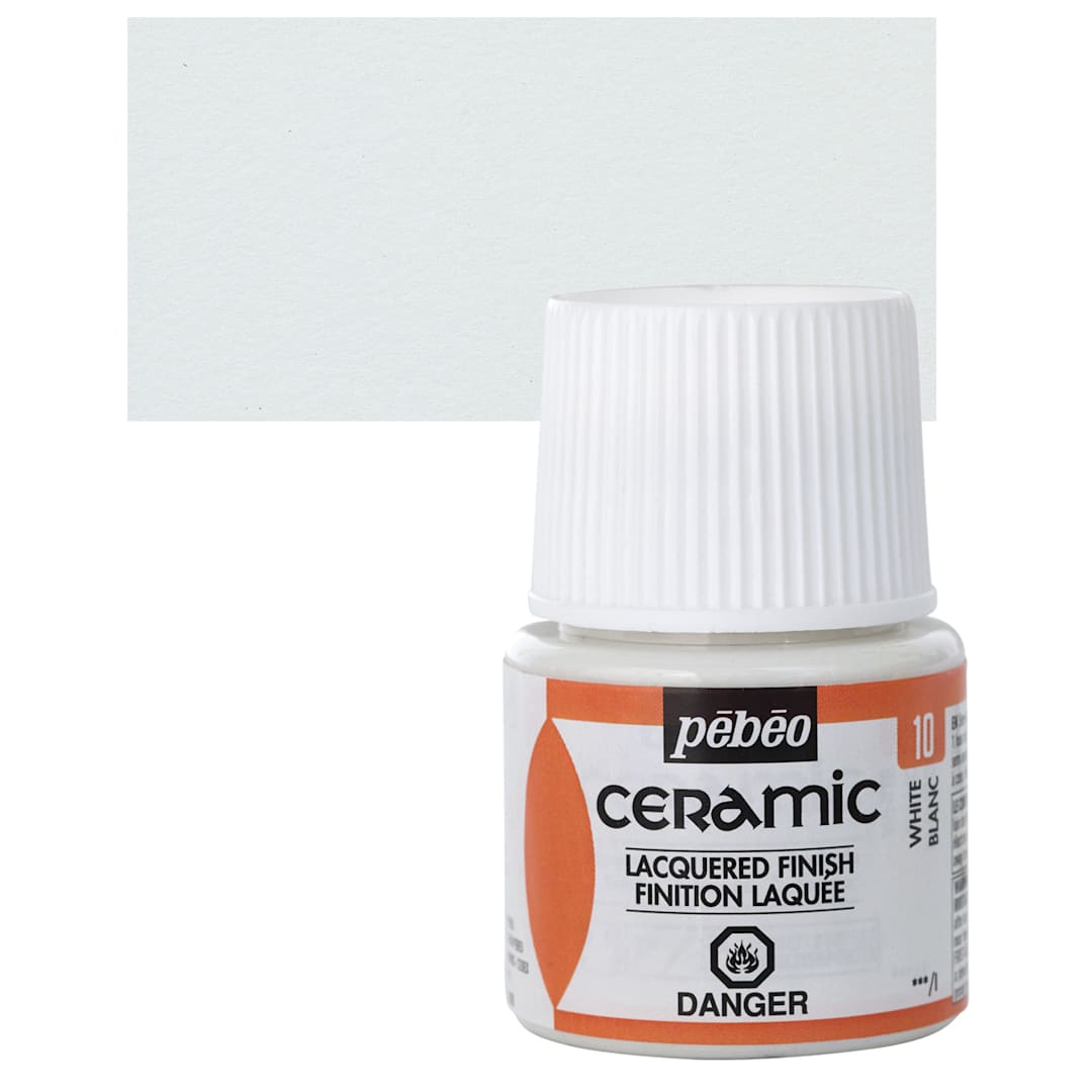 Open in modal - Pebeo Ceramic Paint - White, 45 ml bottle and swatch