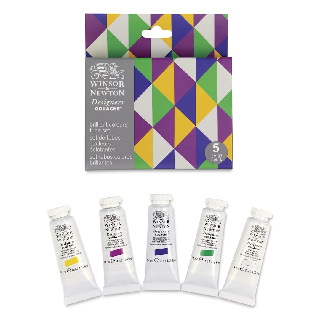 Open in modal - Winsor & Newton Designers Gouache - Brilliant Colors, Set of 5, 14 ml Tubes