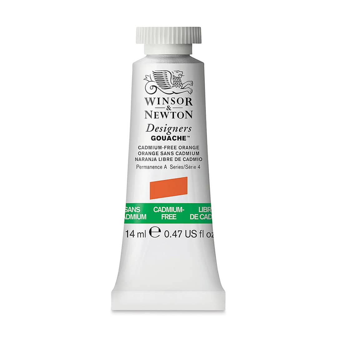 Open in modal - Winsor & Newton Designers Gouache - Cadmium-Free Orange, 14 ml tube  