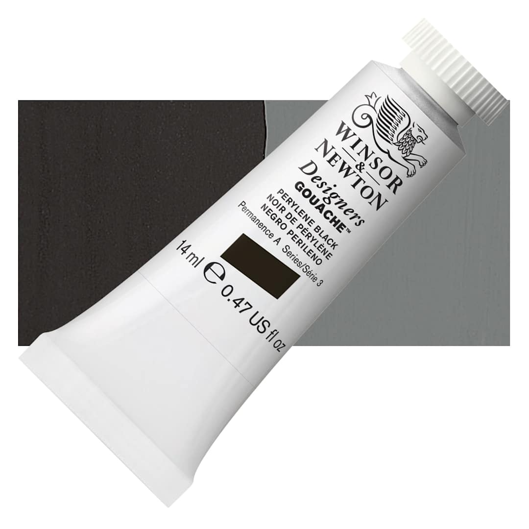 Open in modal - Winsor & Newton Designers Gouache - Perylene Black, 14 ml tube and swatch