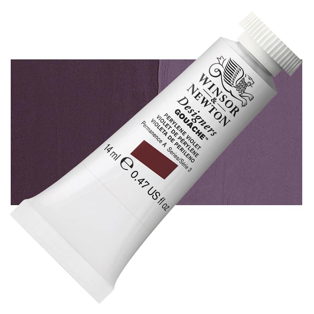 Open in modal - Winsor & Newton Designers Gouache - Perylene Violet, 14 ml tube and swatch