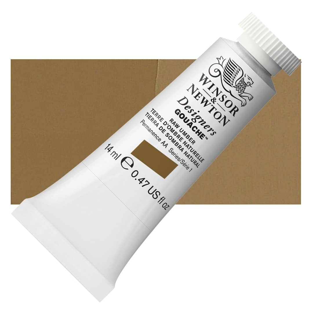 Open in modal - Winsor & Newton Designers Gouache - Raw Umber, 14 ml tube and swatch